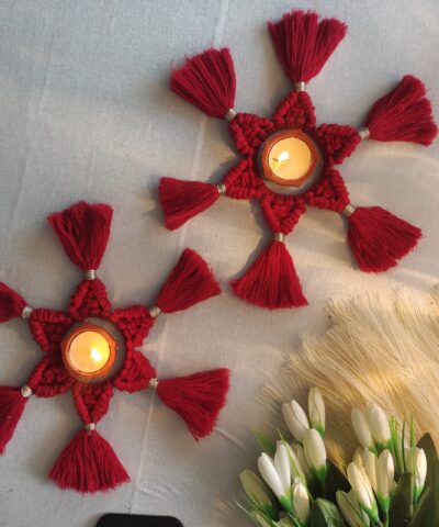 macrame diya holder