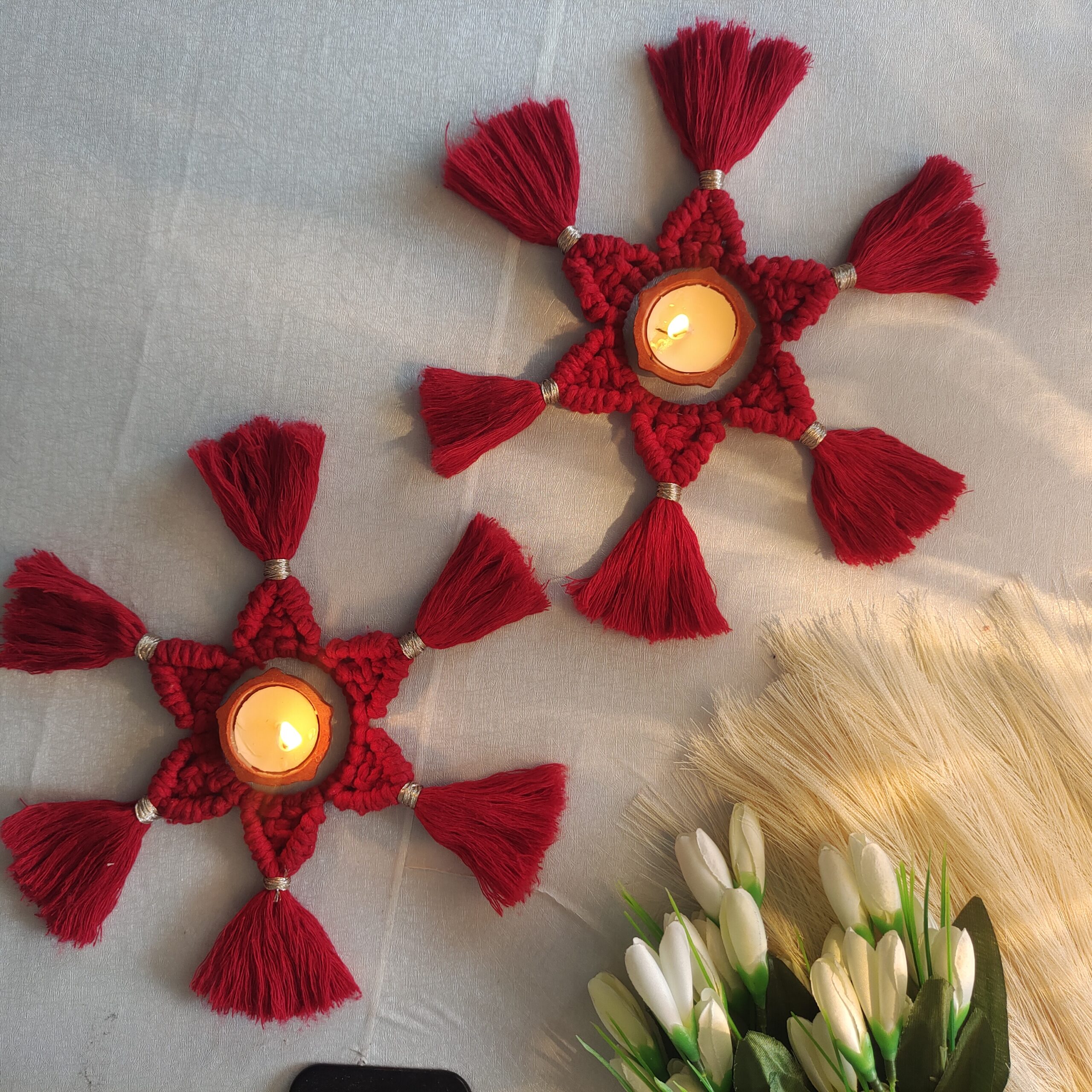 macrame diya holder
