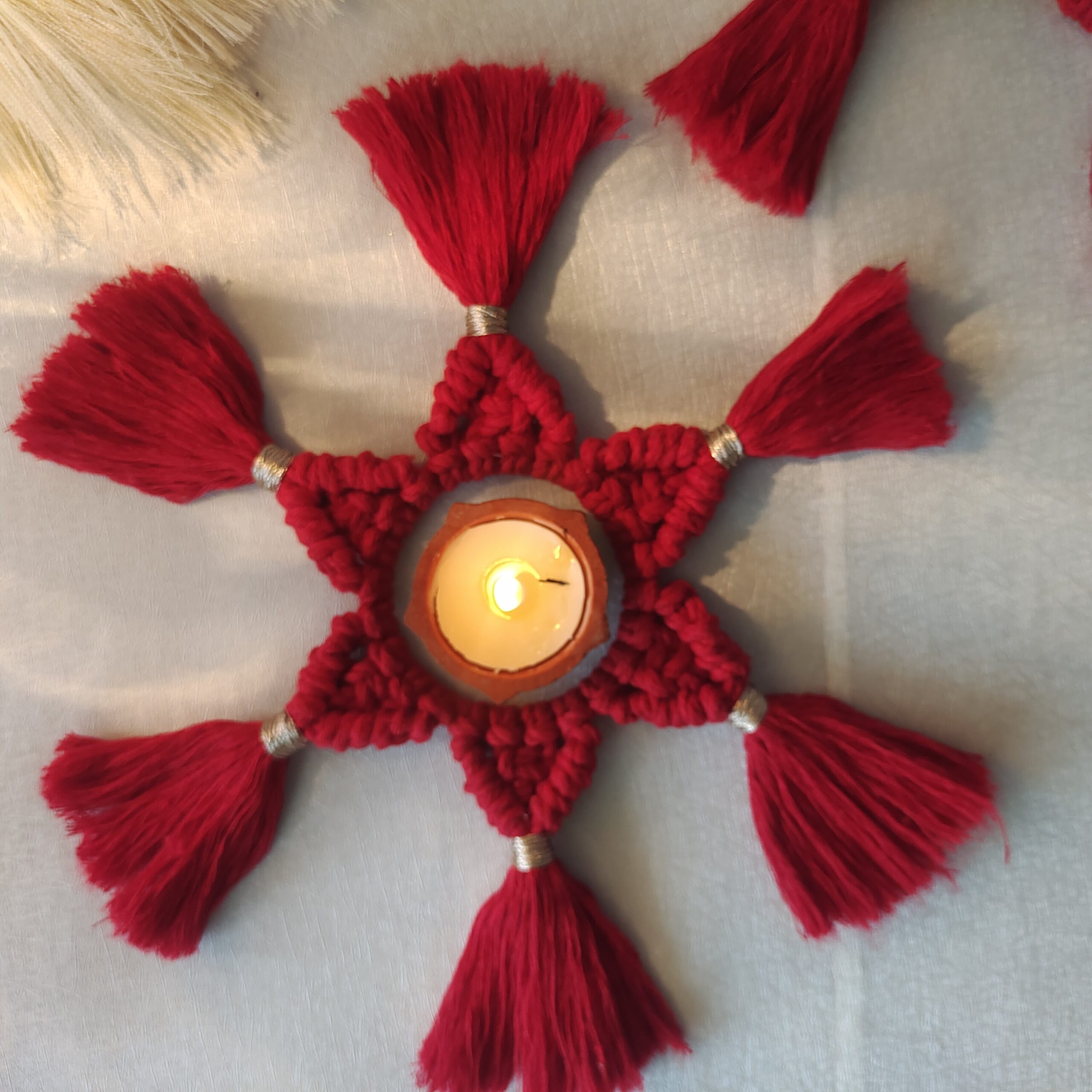 macrame diya holder