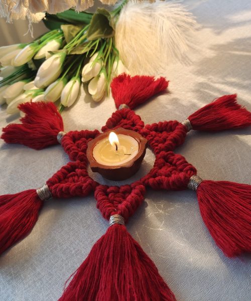 macrame diya holder